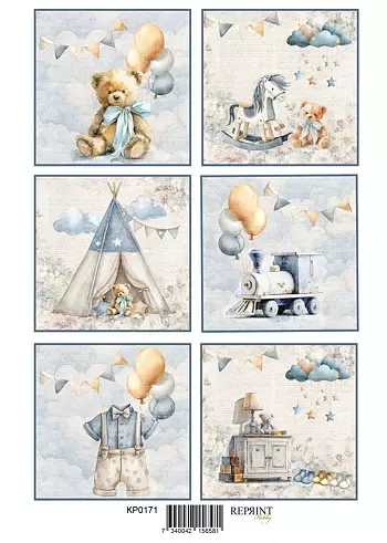 Reprint Baby Boy Tags klippark A4 gutt