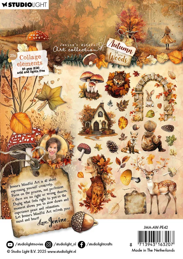 Studio Light Jenine’s Mindful Art Autumn In The Woods papirelementer 35 stk