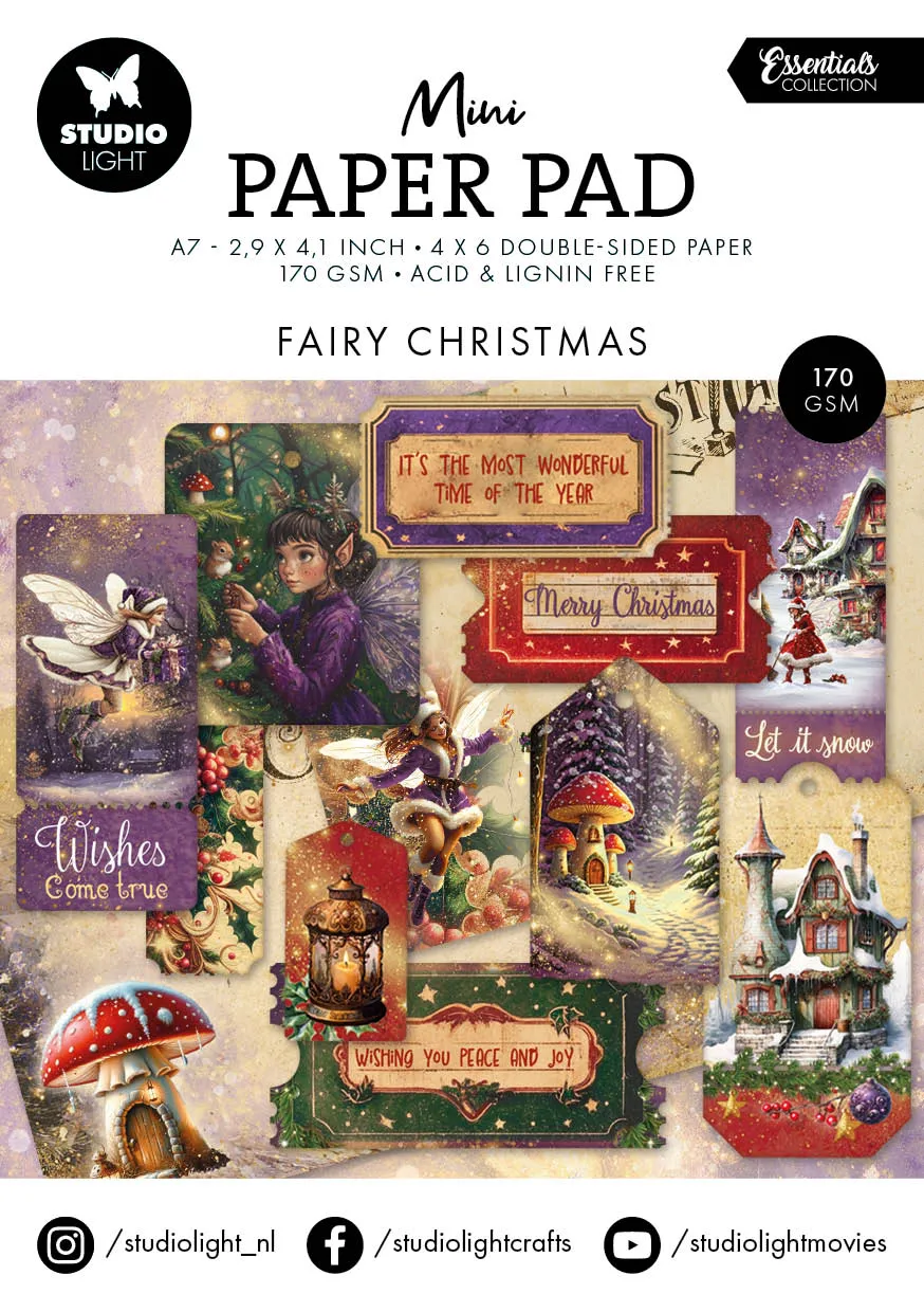 Studio Light Essentials Fairy Christmas papirblokk mini 24 ark