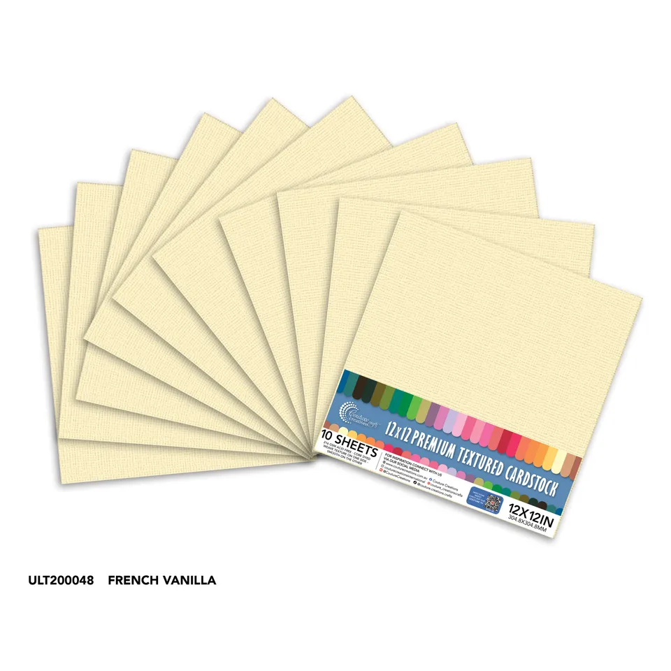 Couture Creations French Vanilla kartong 12x12 10 ark kremhvit