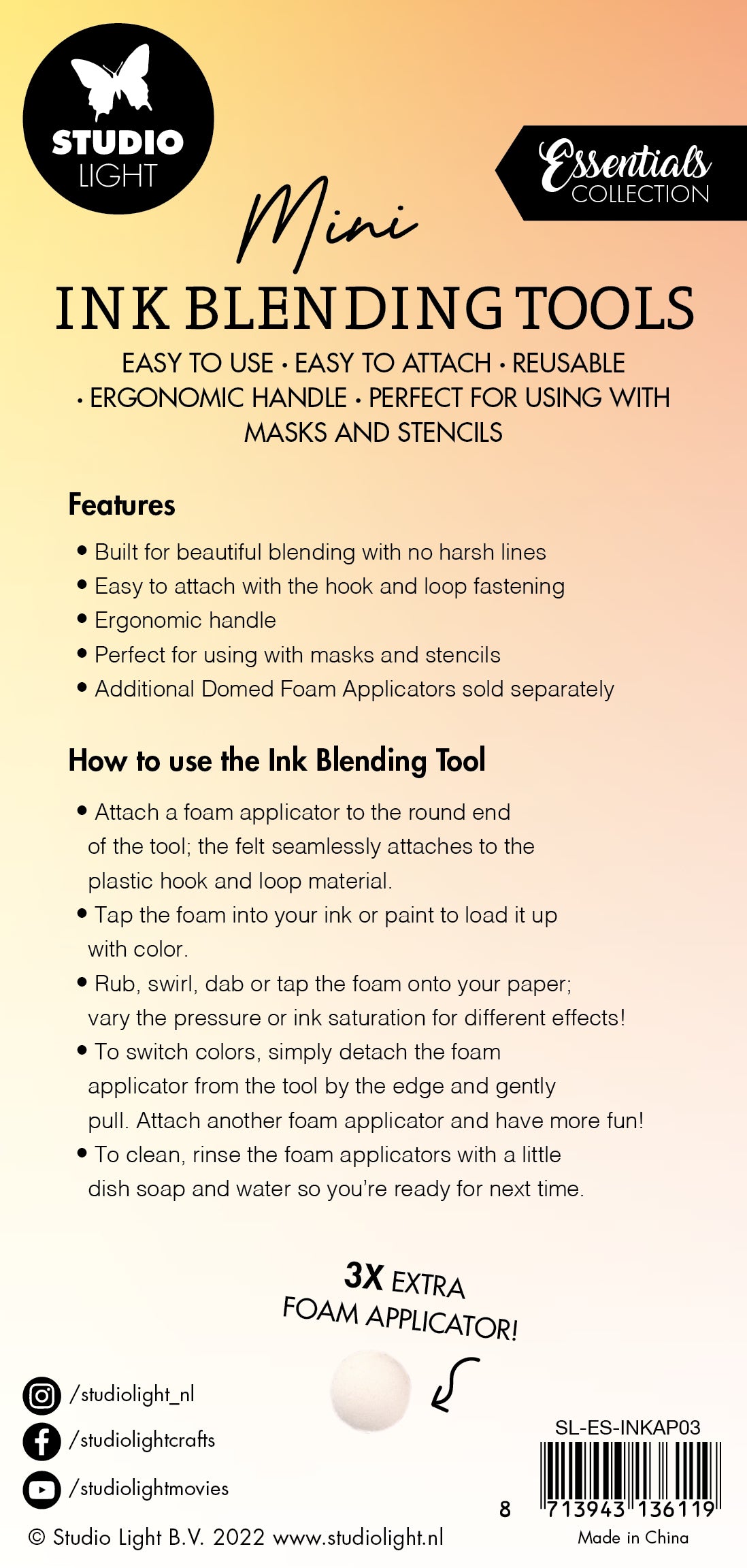 Studio Light Essentials Ink Blending Tools svamp 3 stk 20 mm