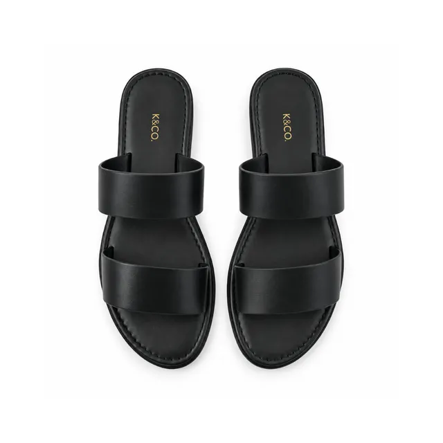 KaiserCraft Sun and Sea Leather Strap Slides sandaler svart skinn