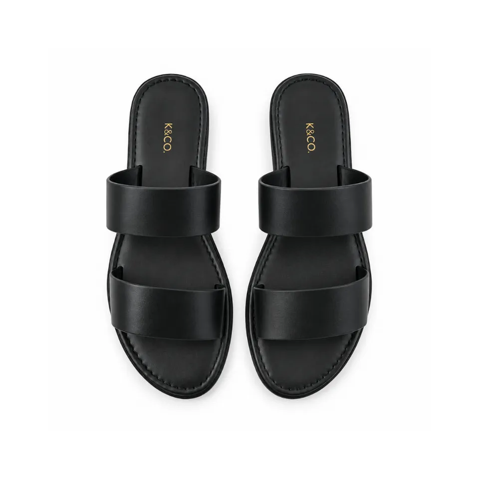 KaiserCraft Sun and Sea Leather Strap Slides sandaler svart skinn