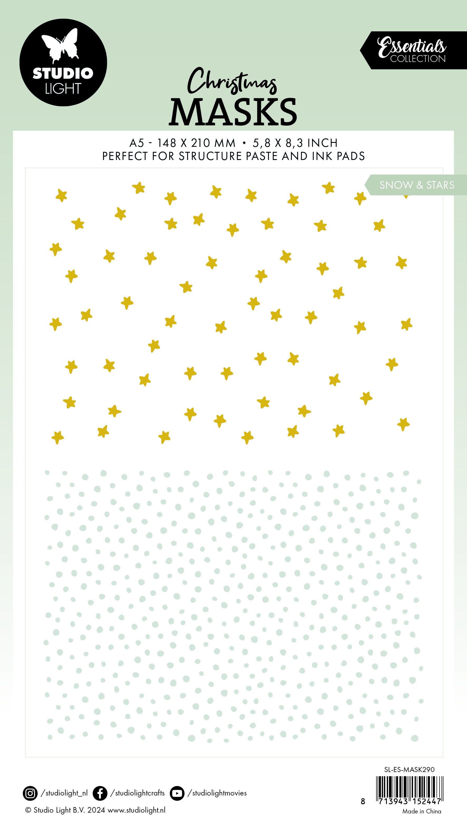 Studio Light Essentials sjablong Snow & stars 105x148 mm