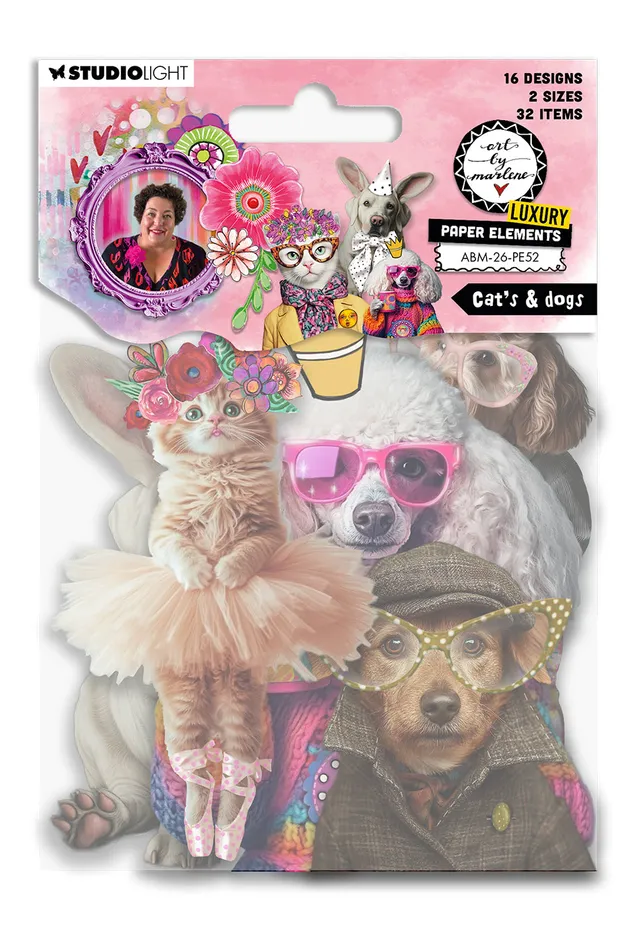 Studio Light Art By Marlene Cat's & Dogs papir 32 stk