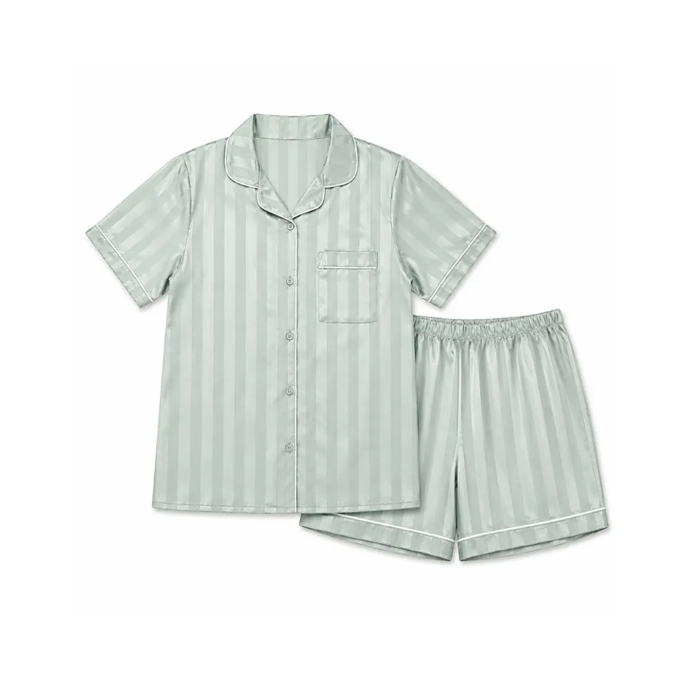 K&Co. Sunset Spritz pysjamasett satin Sage Stripe