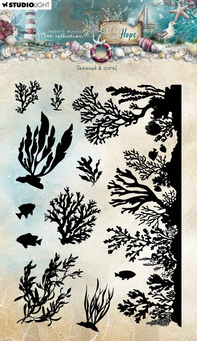 Studio Light Tide of Hope Seaweed & Coral klarstempel havmotiv