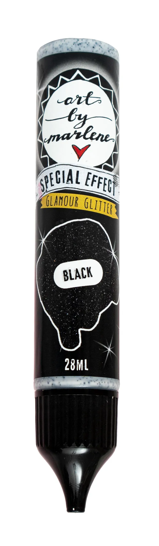 Art by Marlene Essentials akrylmaling Glamour Glitter svart 28 ml
