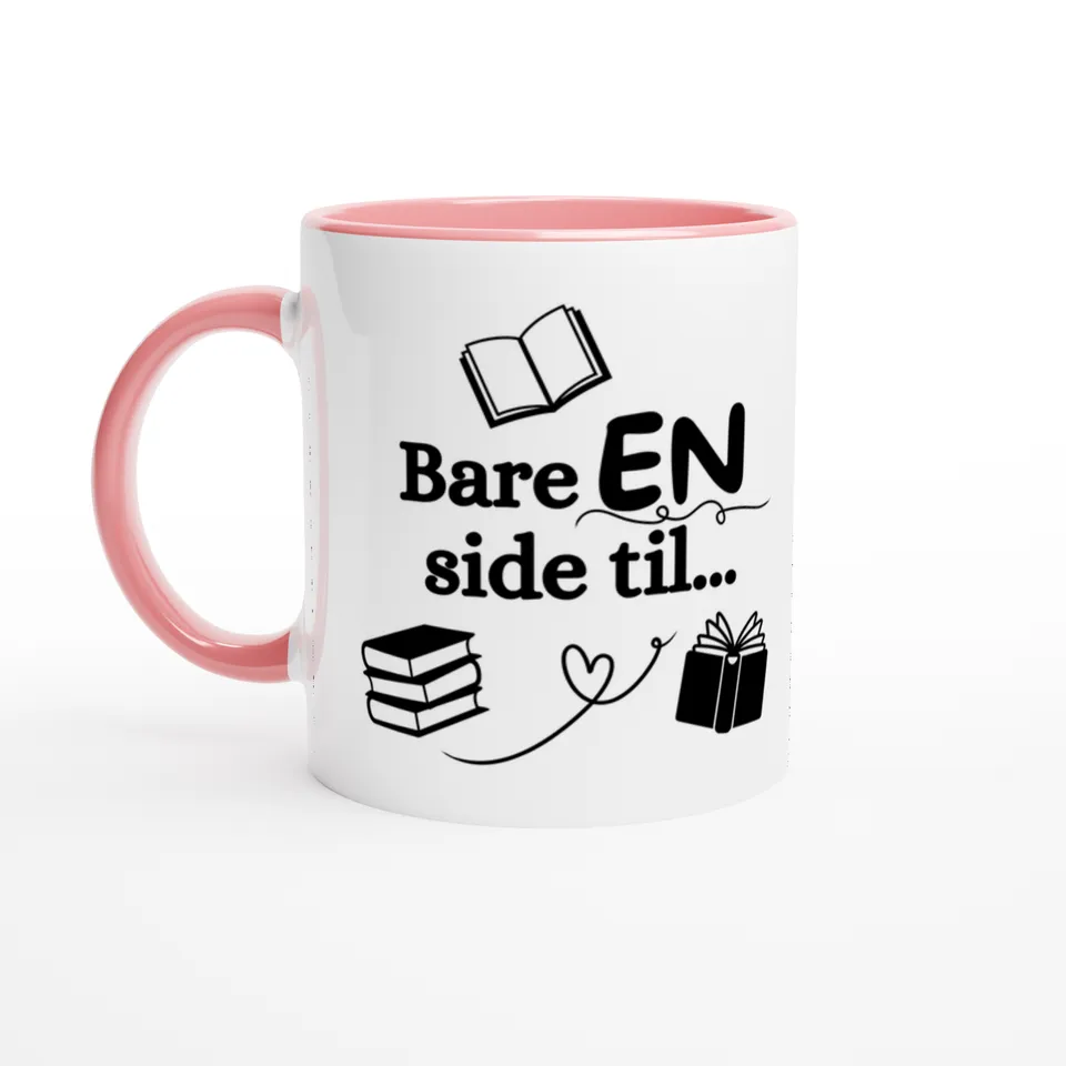 Papirglede Bare EN side til kaffekrus 325 ml hvit/rosa