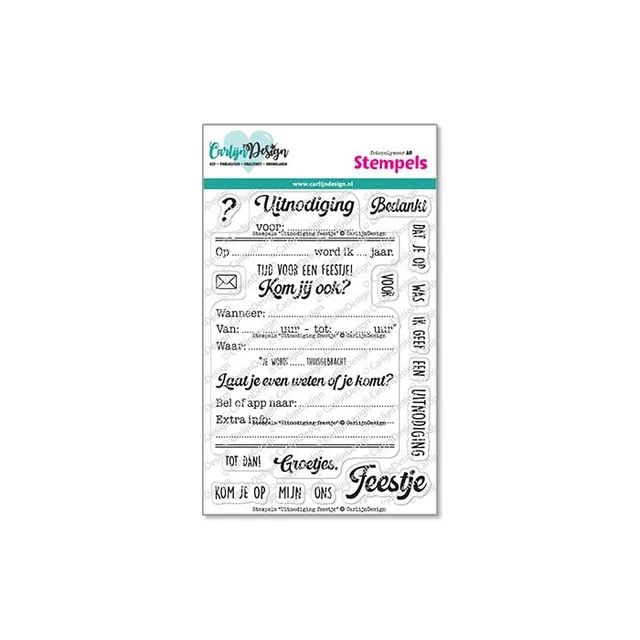 CarlijnDesign Uitnodiging CDST-0143 stempel A6 fest invitasjon