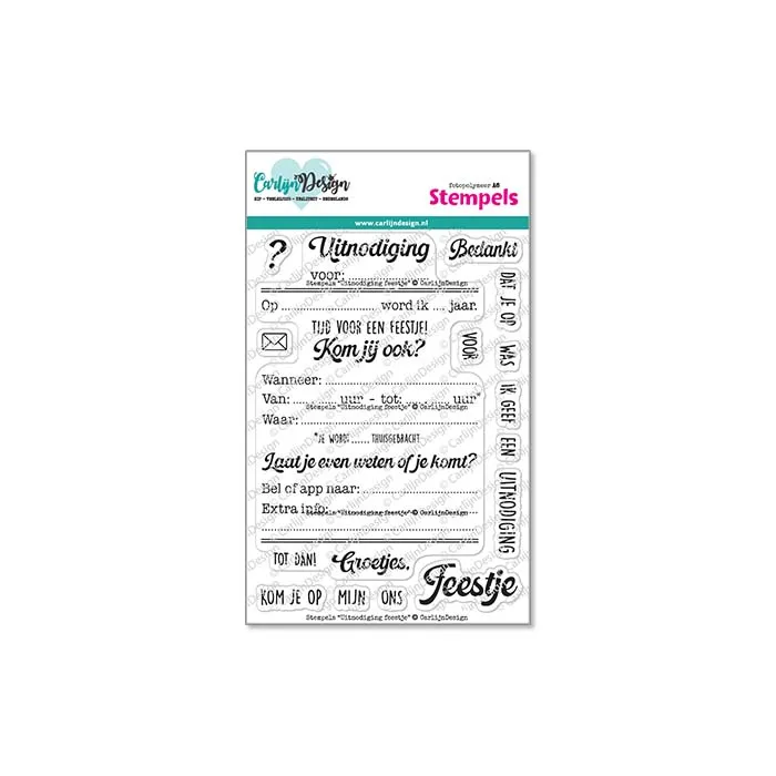 CarlijnDesign Uitnodiging CDST-0143 stempel A6 fest invitasjon
