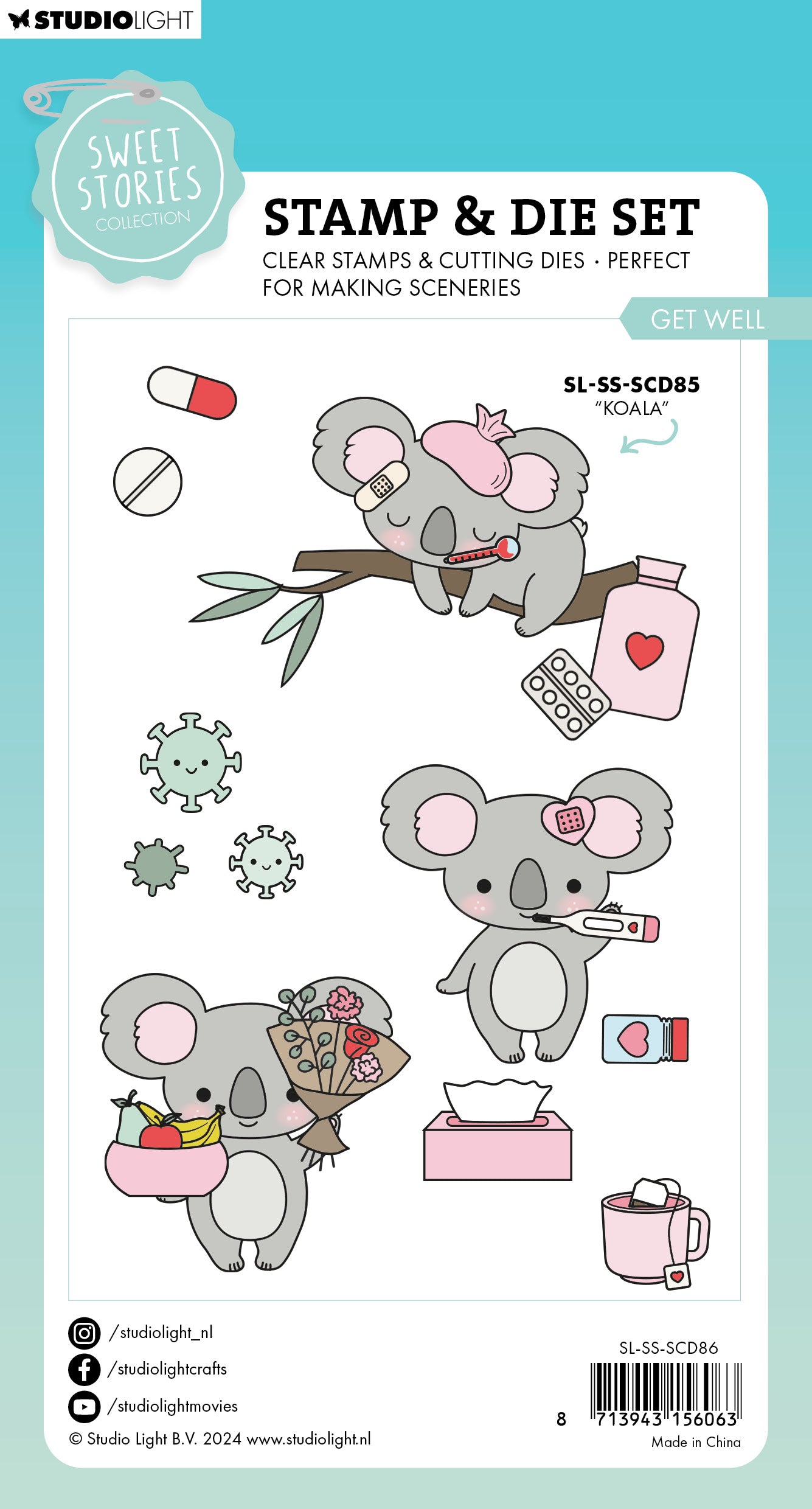 Studio Light Sweet Stories Get Well stempel og dies