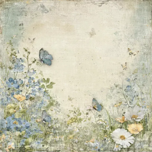 Reprint Hello Spring Butterflies mønsterpapir 12x12 sommerfugl