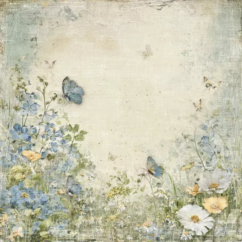 Reprint Hello Spring Butterflies mønsterpapir 12x12 sommerfugl