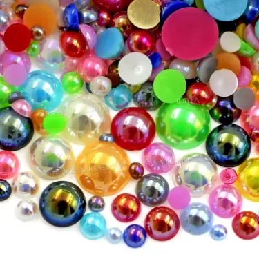 Papirglede halvperler mix blank 2-10 mm 3 g