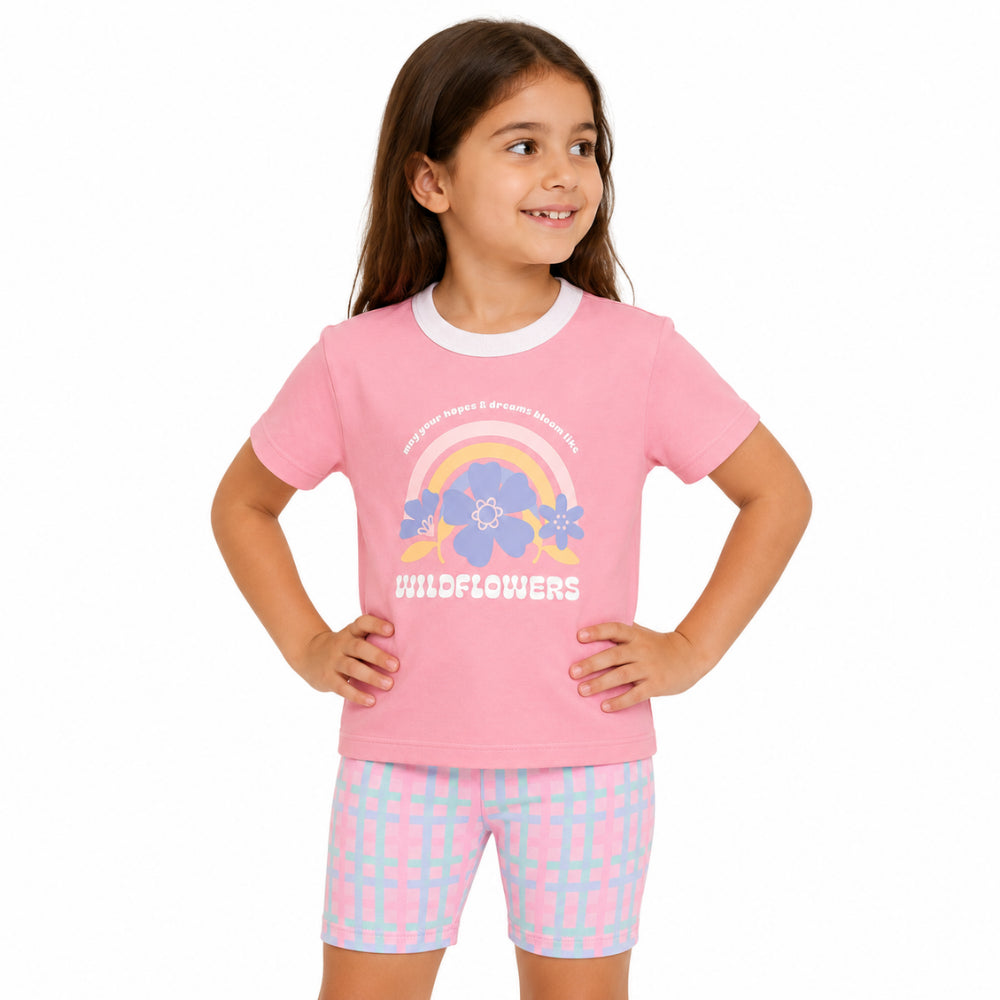 Good Vibes Sherbet Gingham sykkelshorts jente rutet