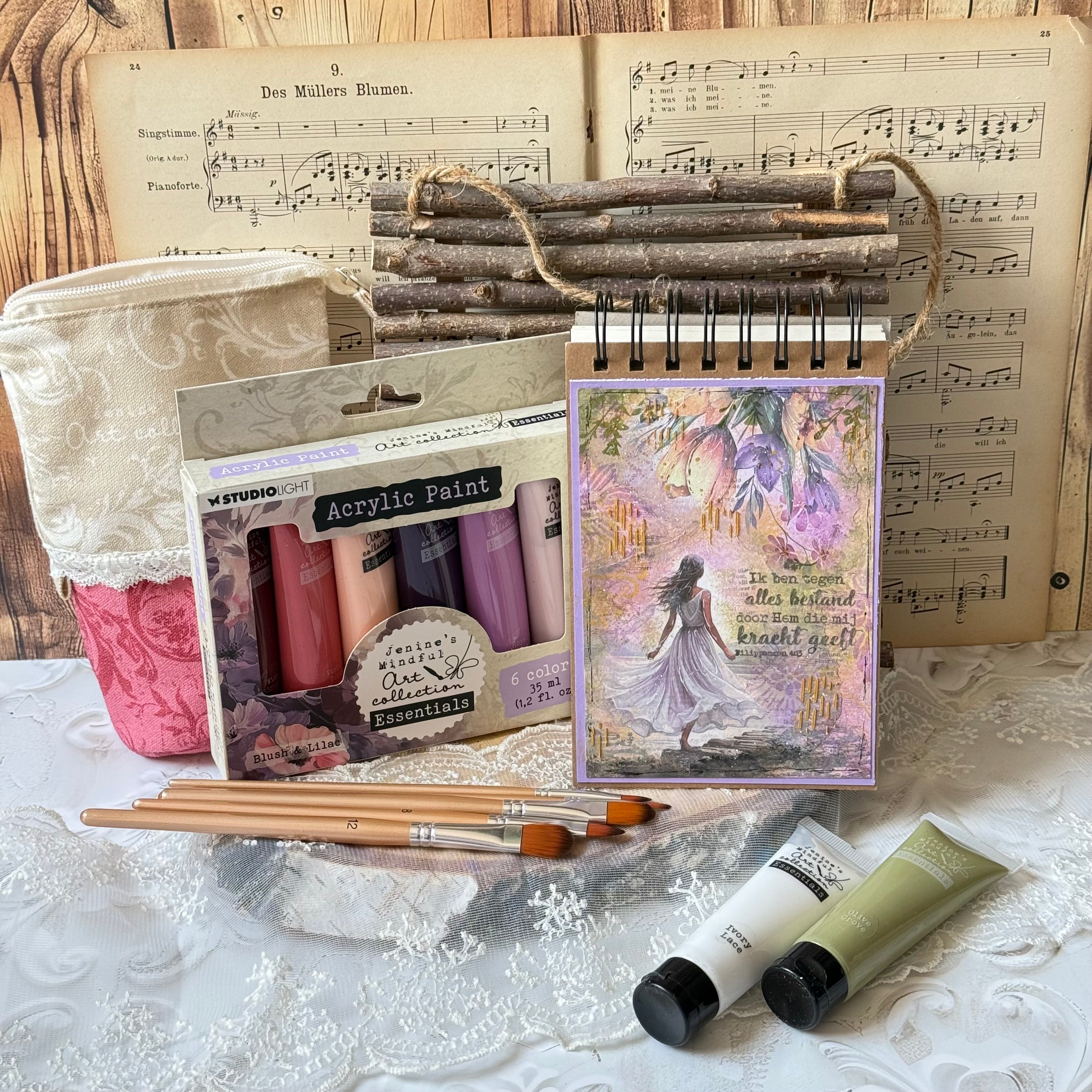Jenine’s Mindful Art Essentials akrylmaling Smoke & Stone 6 stk
