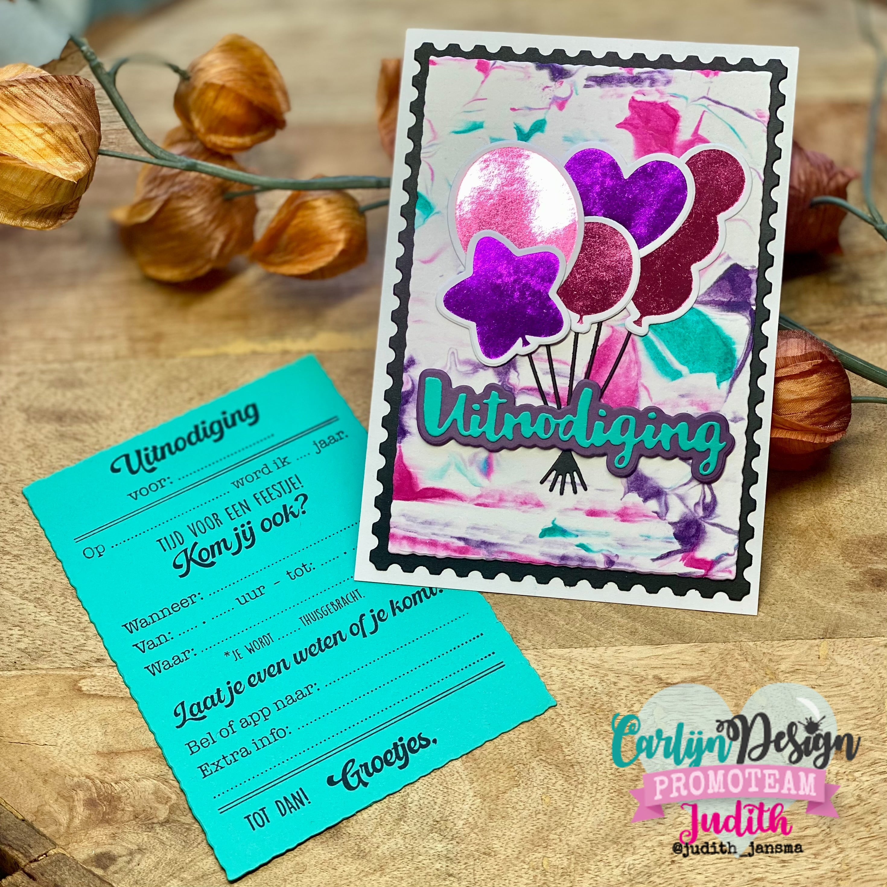 CarlijnDesign Uitnodiging CDST-0143 stempel A6 fest invitasjon
