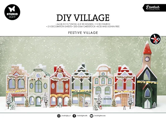 Studio Light Essentials papirblokk festive village dieskutt