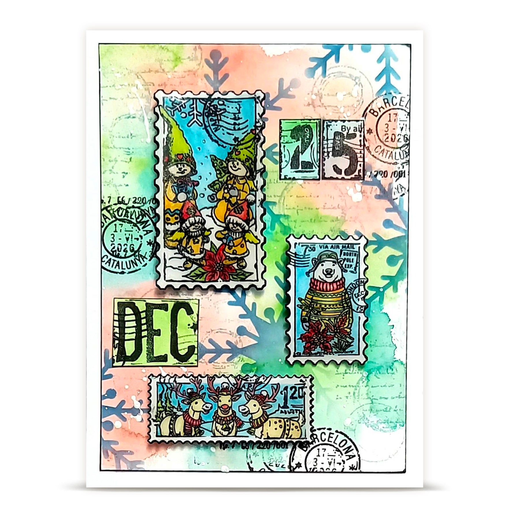 Autour de Mwa Postage Christmas stempel + dies