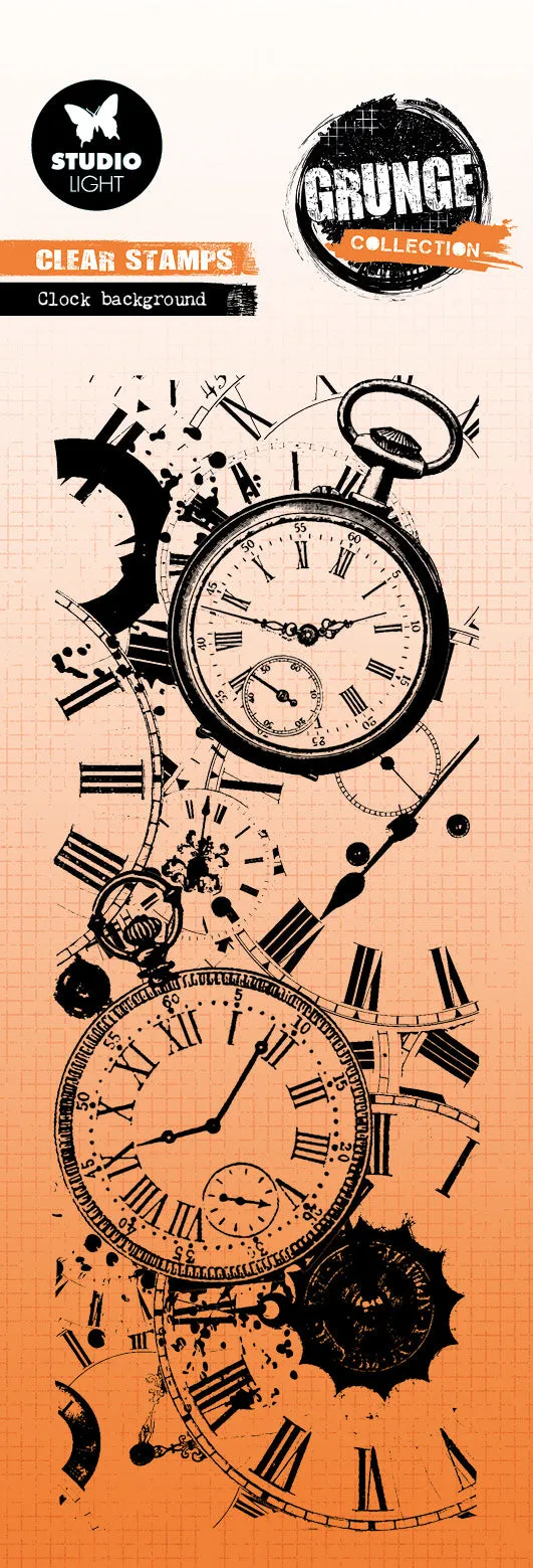 Studio Light Grunge Collection Clock Background stempel 72x194 mm