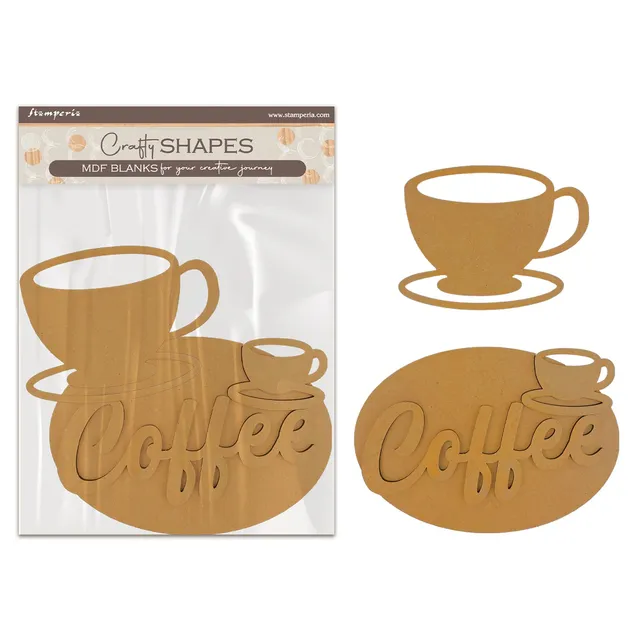 Stamperia Coffee Chocolate MDF-blank kopp og fat 30 cm