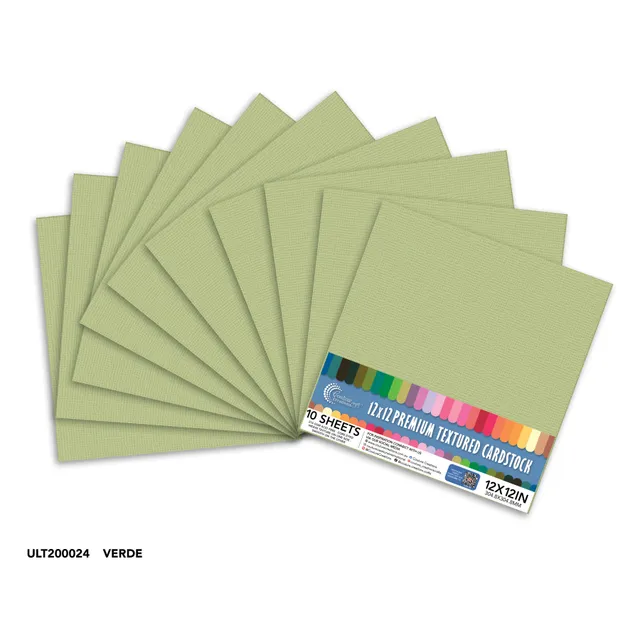 Couture Creations Verde kartong 12x12 216gsm 10 ark teksturert