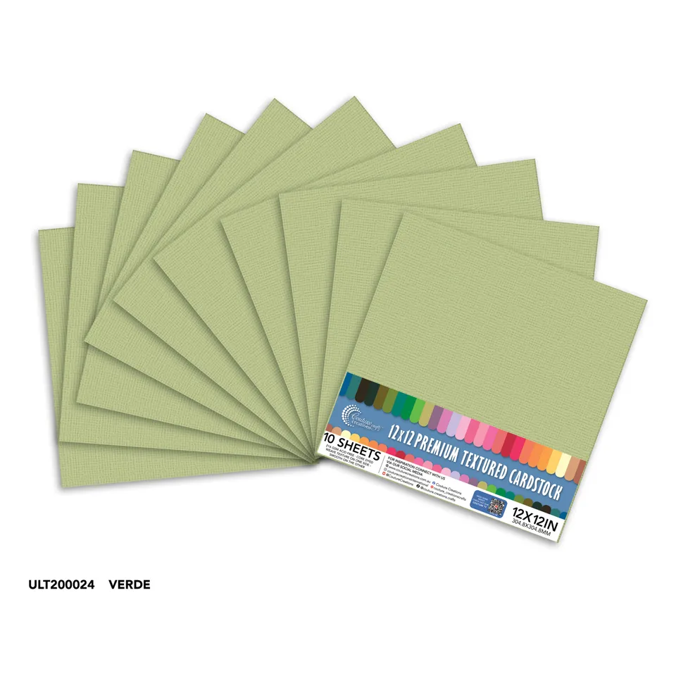 Couture Creations Verde kartong 12x12 216gsm 10 ark teksturert