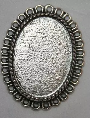 Korthobby Ramme sølv oval charm metallpynt
