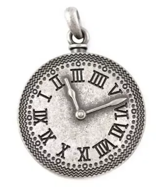 Korthobby Stor sølv klokke 2 metallcharm