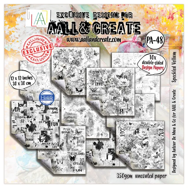AALL & Create PA-48 designpapir 12x12 10-pk speckled vellum