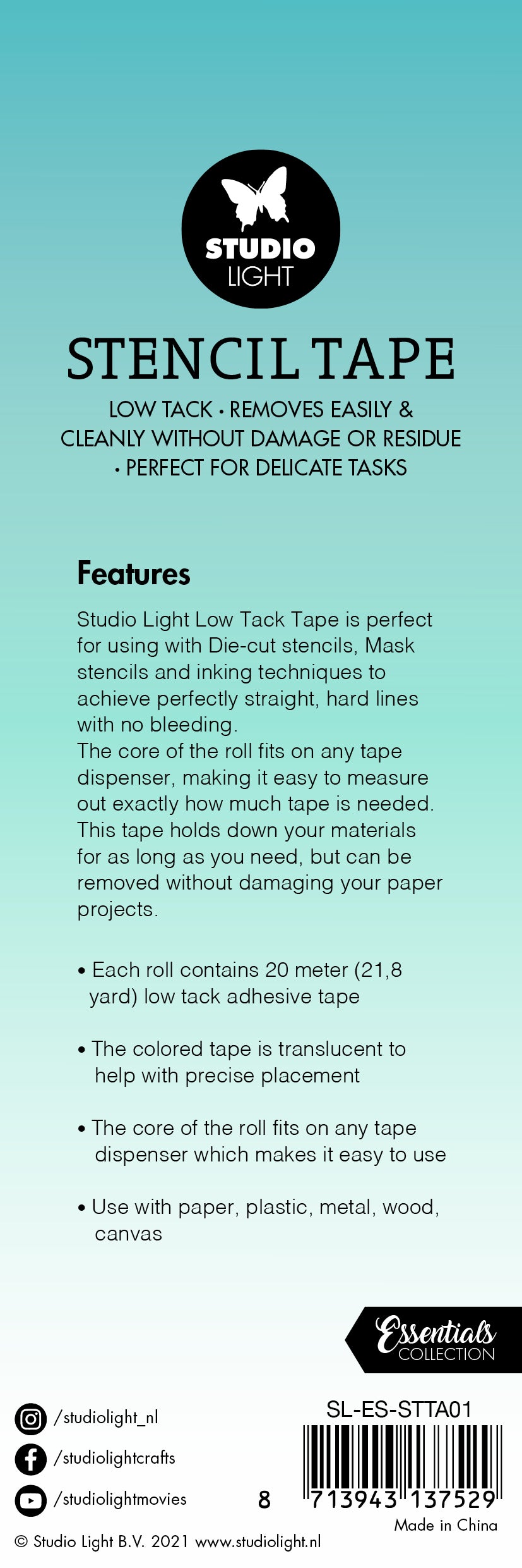 Studio Light Essentials Stencil Tape maskeringstape 15mm 3-pk