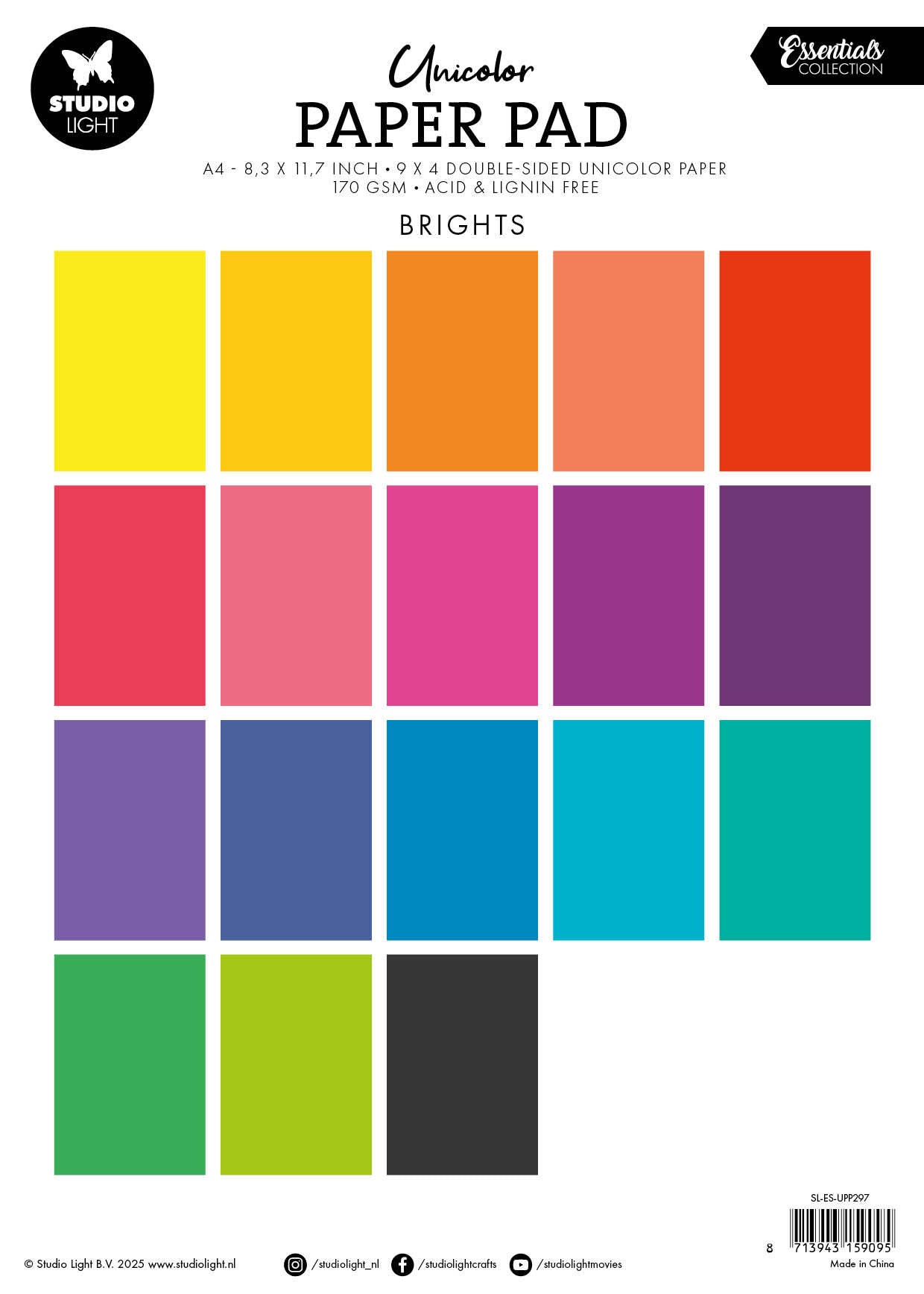Studio Light Essentials Unicolor Brights papirblokk A4