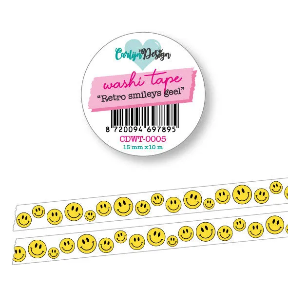 CarlijnDesign Retro Smileys CDWT-0005 washi tape gul 15mm