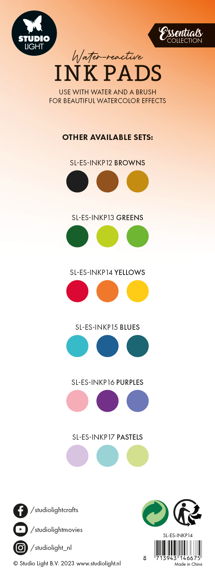 Studio Light Essentials stempelpute Yellows 3 stk vannreaktiv