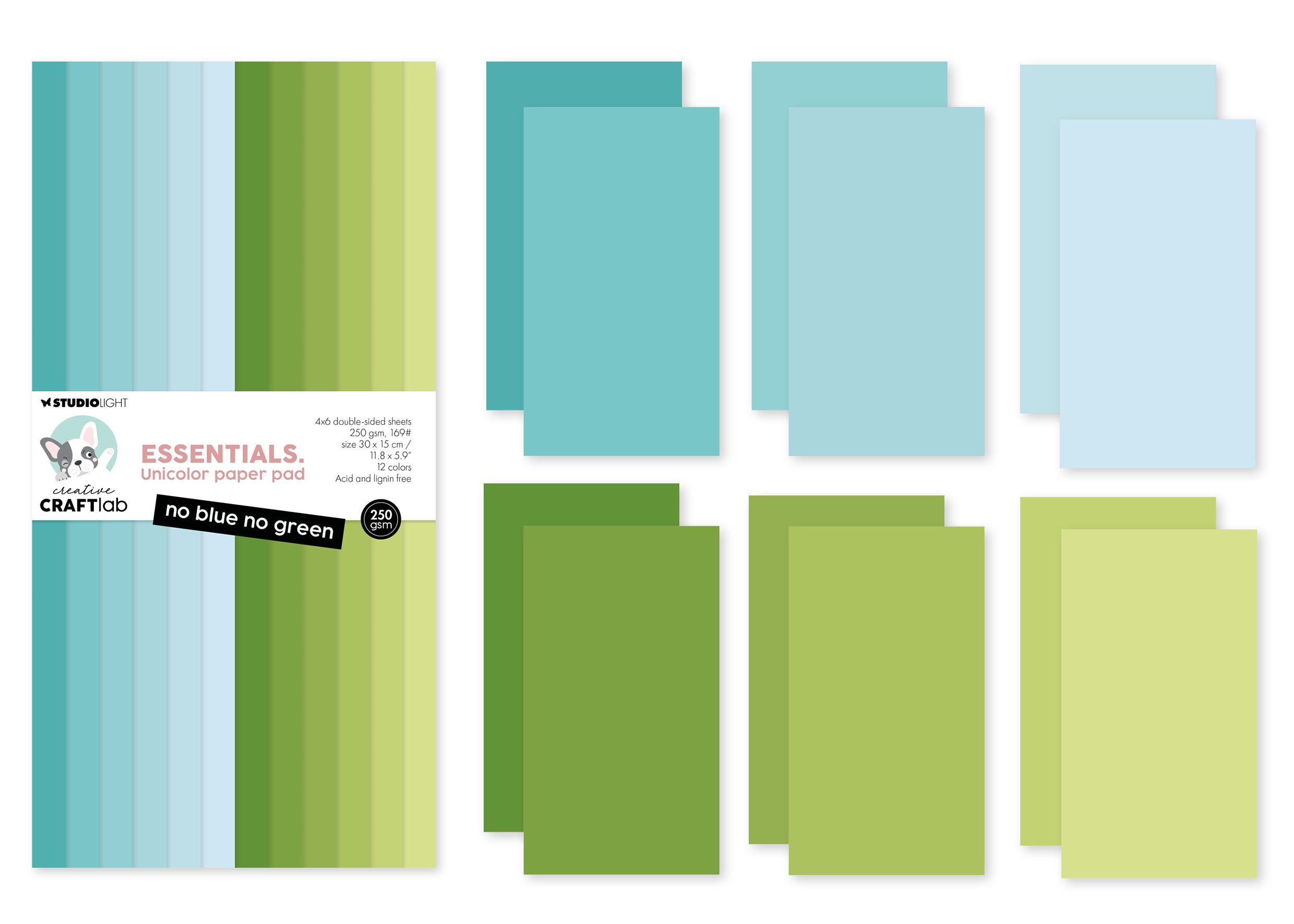 Creative Craftlab Unicolor No blue no green papirblokk 24 ark