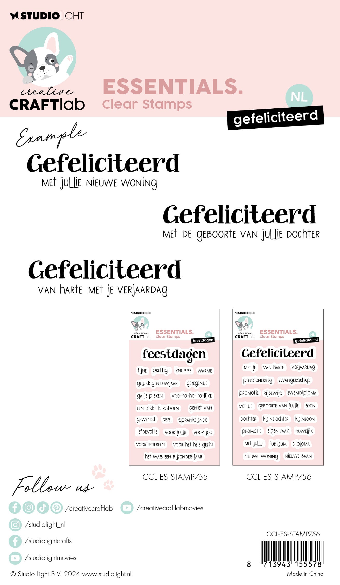 Creative Craftlab Essentials klarstempel Gefeliciteerd