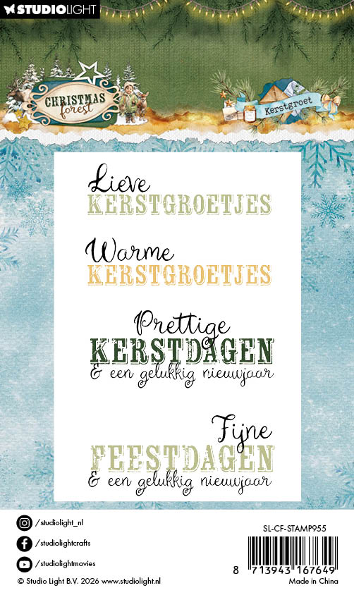 Studio Light Christmas Forest Kerst groet clear stamps jul