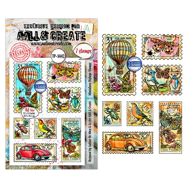 AALL & Create TP-1443 Miniature Postage Stamps stempelsett A6