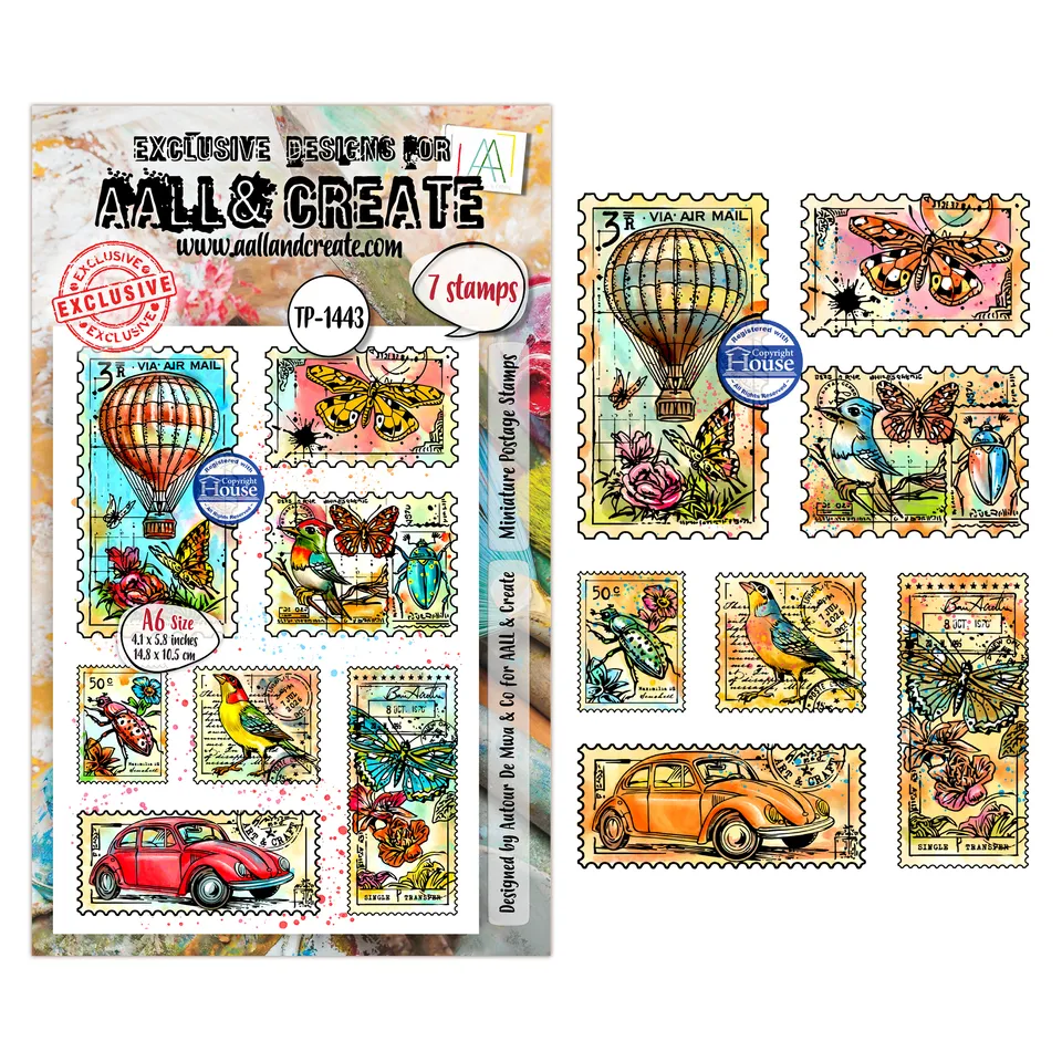 AALL & Create TP-1443 Miniature Postage Stamps stempelsett A6