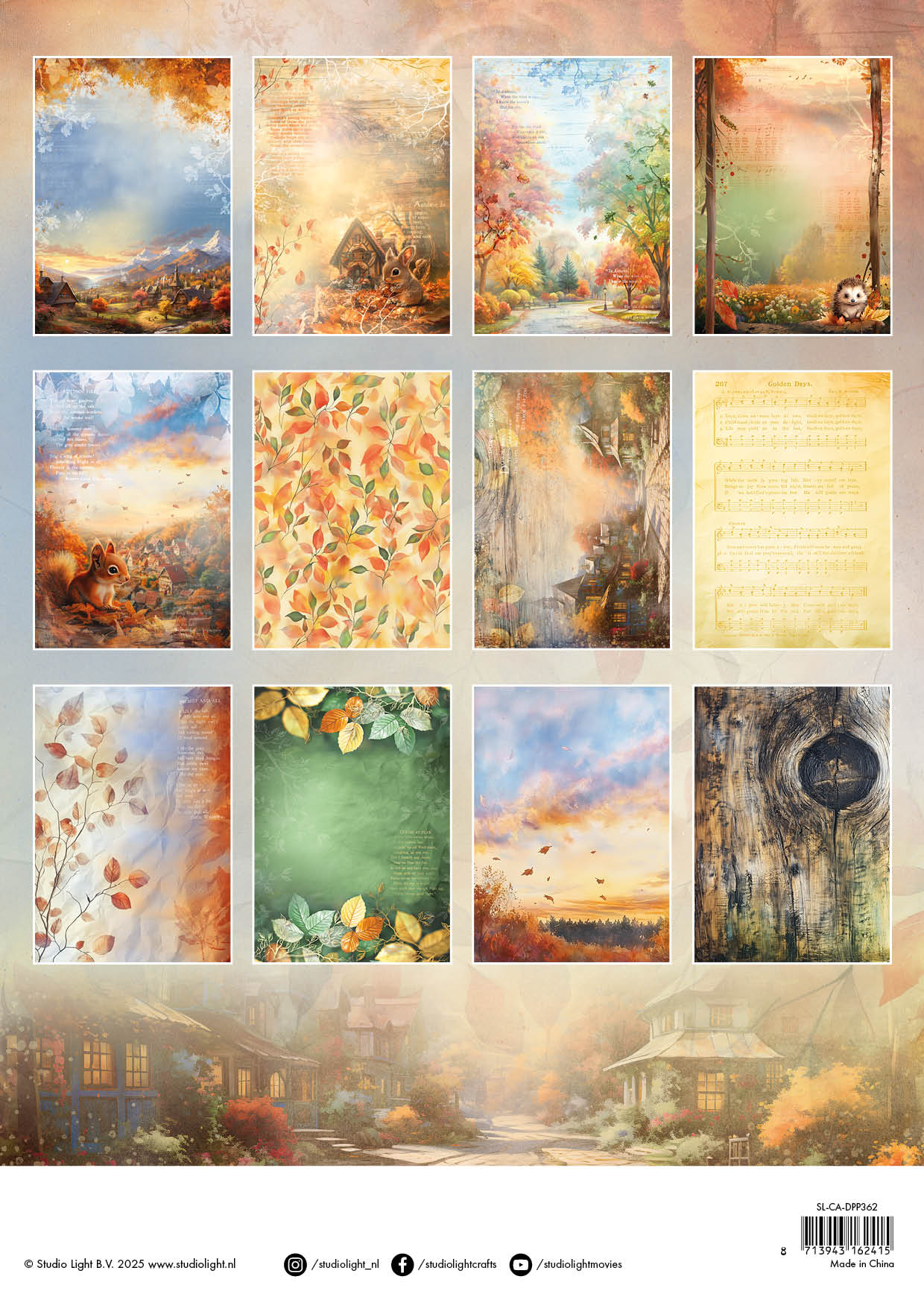 Studio Light Charming Autumn Background Papers papirblokk 36 ark