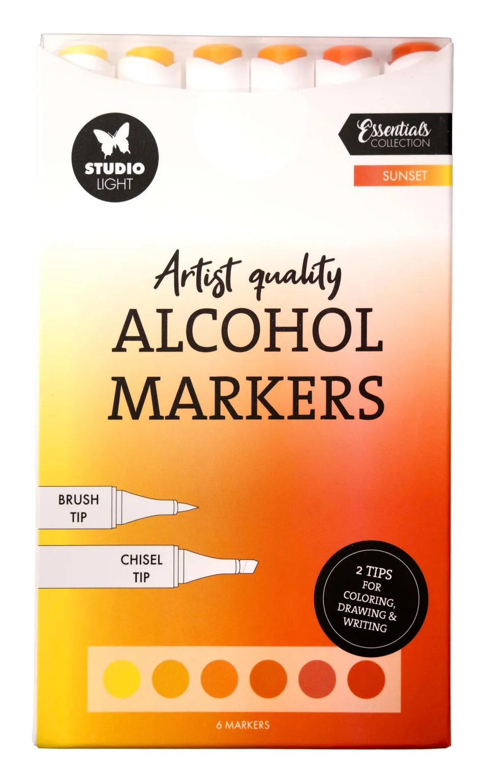 Studio Light Essentials tusj Alcohol Markers Sunset 6 stk solnedgang