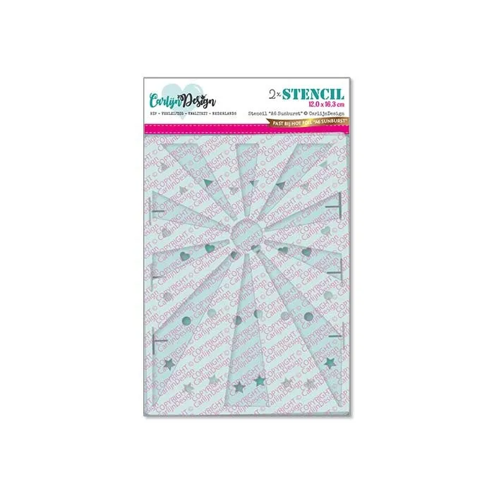 CarlijnDesign Sunburst CDSC-0022 sjablong A6 2-pk