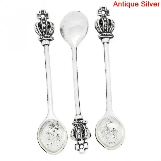 Korthobby Skje med krone metallpynt vintage
