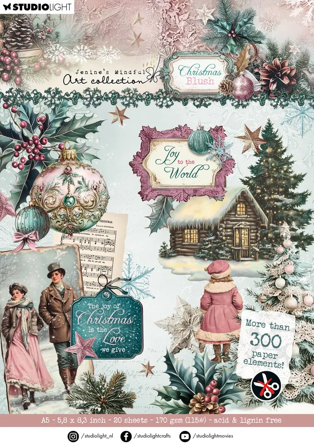 Jenine’s Mindful Art Christmas Blush papirblokk 20 ark