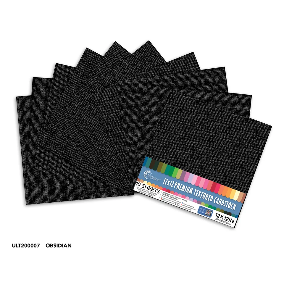 Couture Creations Obsidian kartong 12x12 10 ark svart