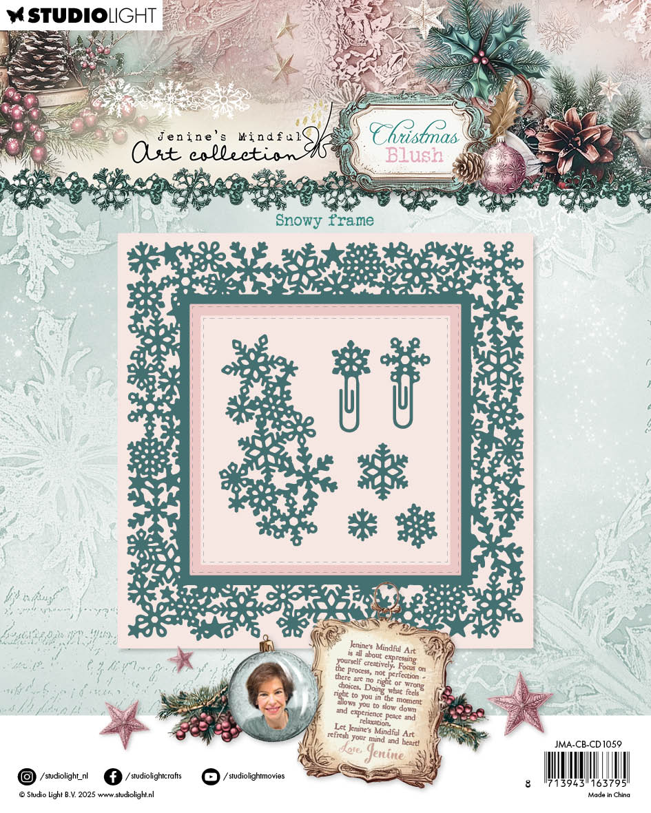Jenine's Mindful Art Christmas Blush Snowy Frame dies