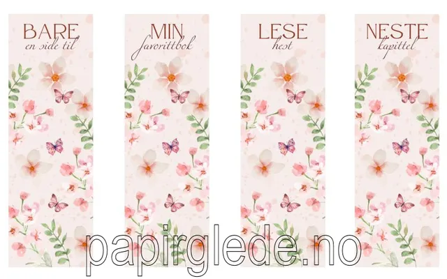 Papirglede Bokmerkesett sommerfugler 4 stk 5x15 cm pdf