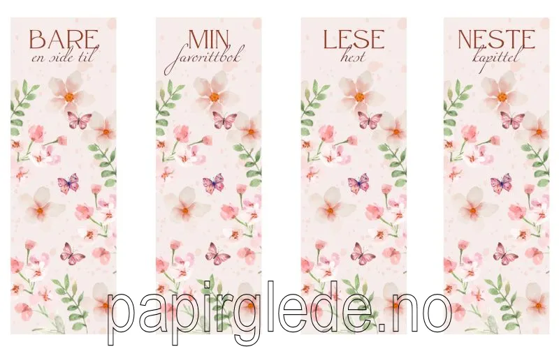Papirglede Bokmerkesett sommerfugler 4 stk 5x15 cm pdf