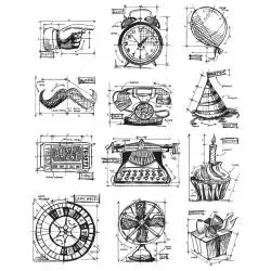 Nellie's Choice CMS-154 Mini Blueprint 4 clear stamps